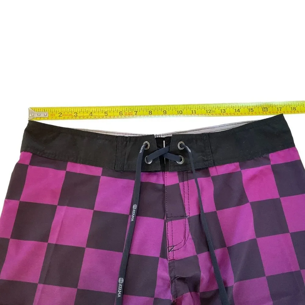 NWOT Atama Shorts Boardshorts Men’s 34-35 Purple Checkered MMA Jiu Jitsu Brazil